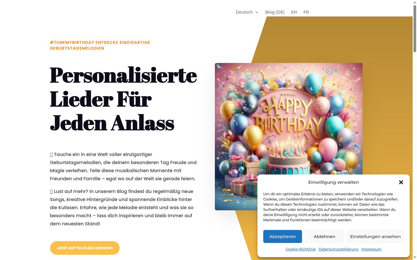 Posnetek zaslona pasice za privolitev, prikazane pred kakršno koli interakcijo