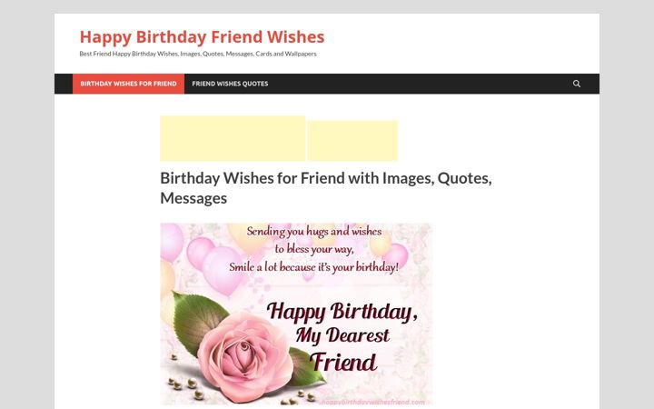Screenshot of happybirthdaywishesfriend.com