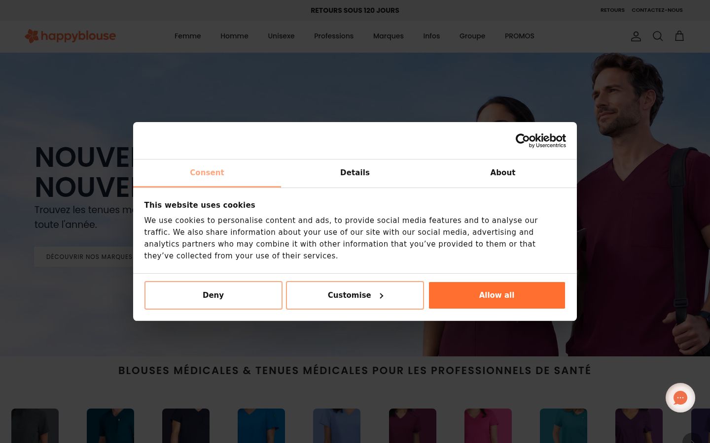 Screenshot del banner di consenso mostrato prima di qualsiasi interazione