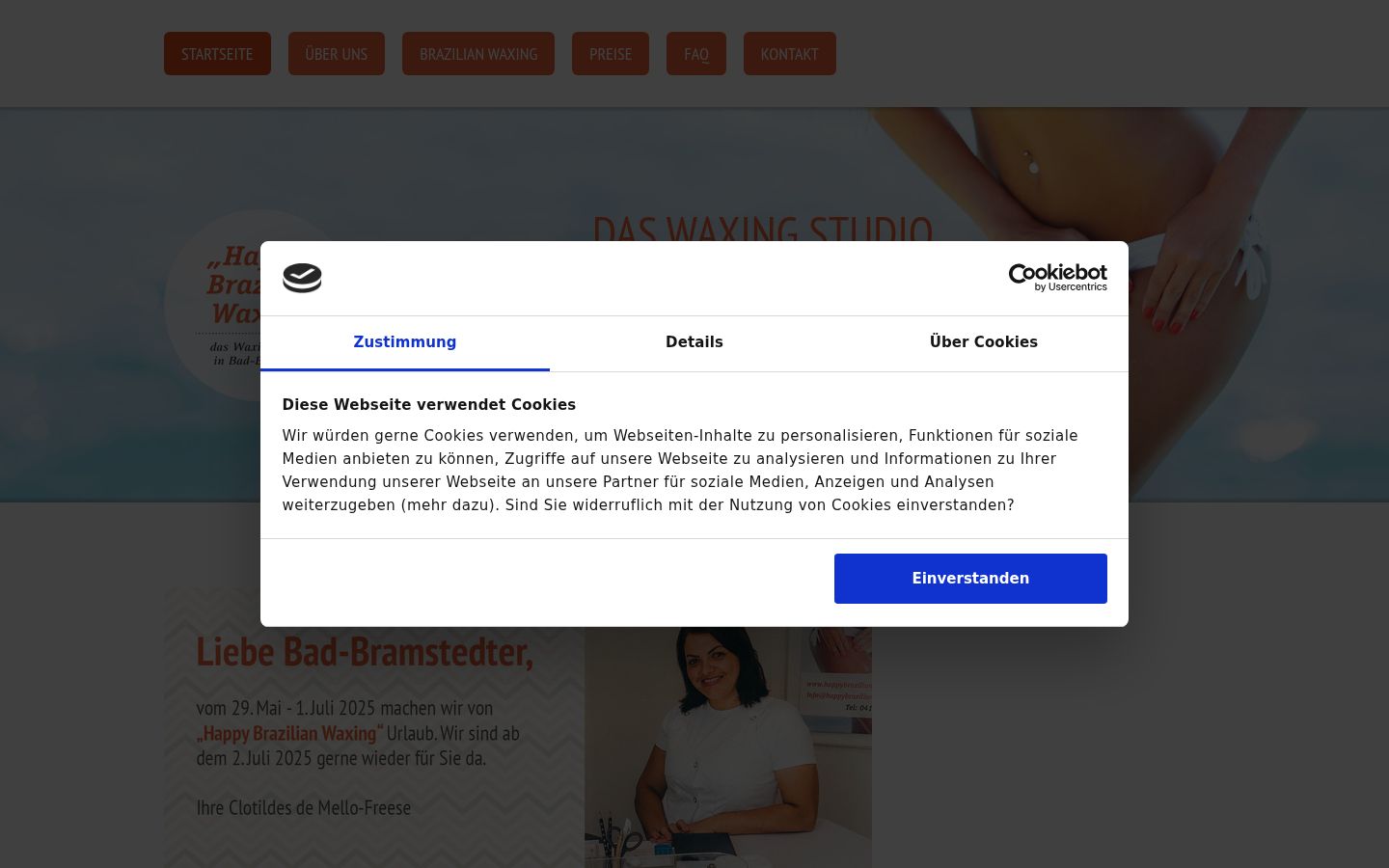 Screenshot of the consent banner shown before any interaction