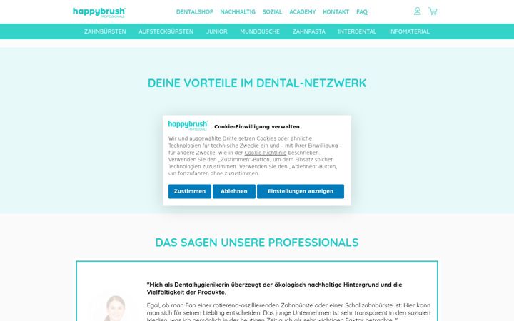 Screenshot of happybrush-dentalshop.de