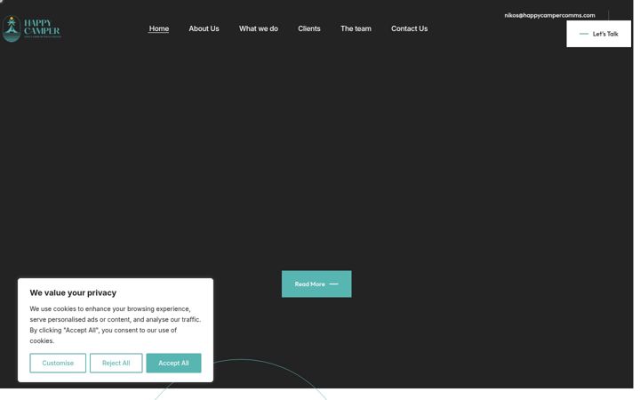Screenshot of happycampercomms.com