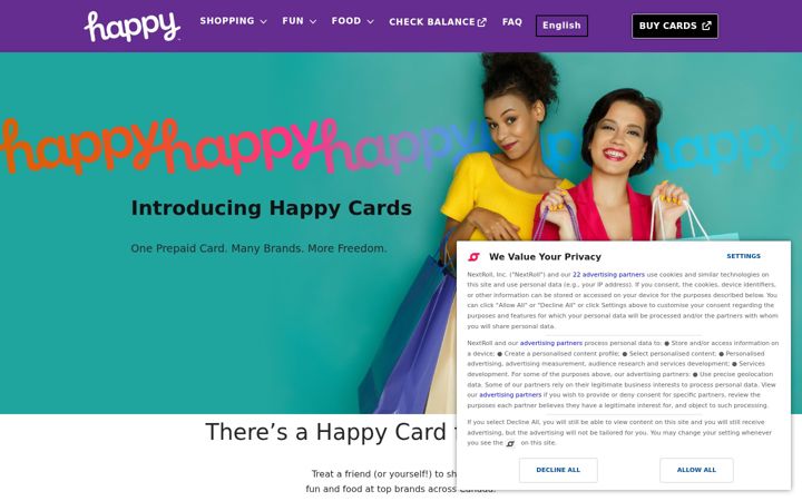 Screenshot of happycards.ca