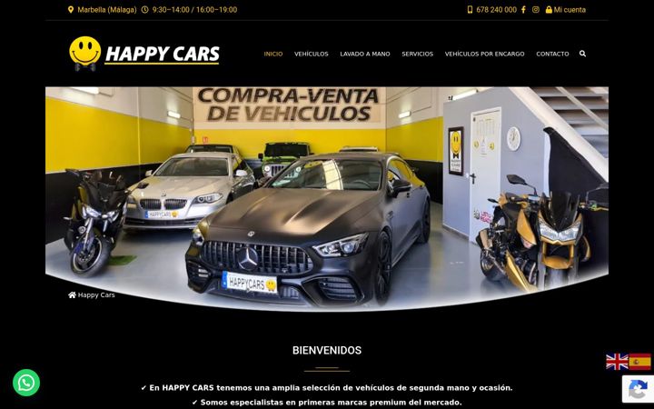Screenshot stránky happycarsmarbella.com