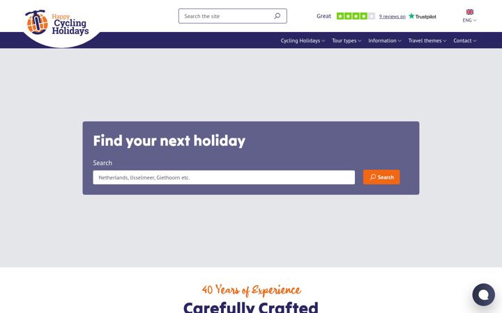 Screenshot of happycyclingholidays.com