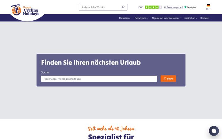 Screenshot of happycyclingholidays.de