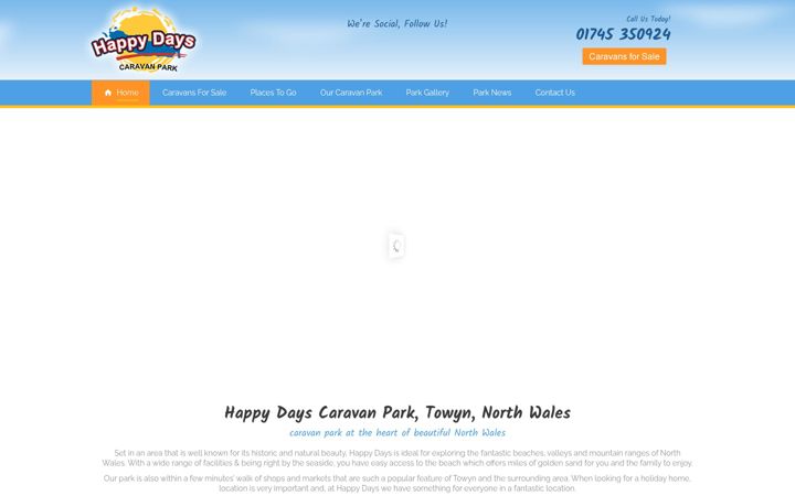 Screenshot of happydayscaravanpark.co.uk