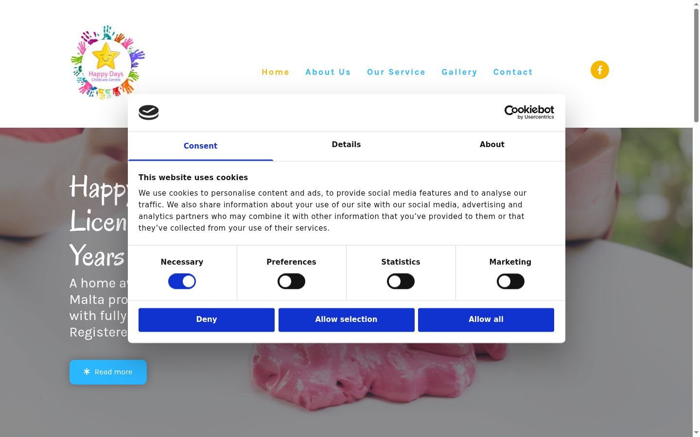 Screenshot of the consent banner shown before any interaction
