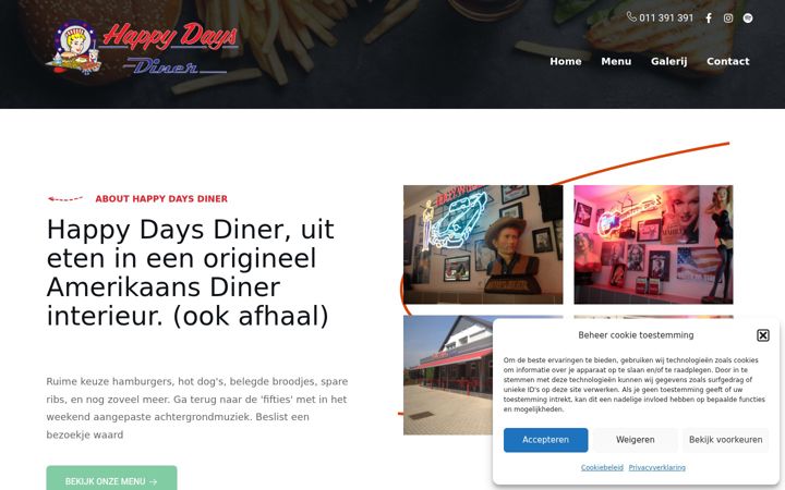 Screenshot of happydaysdiner.be
