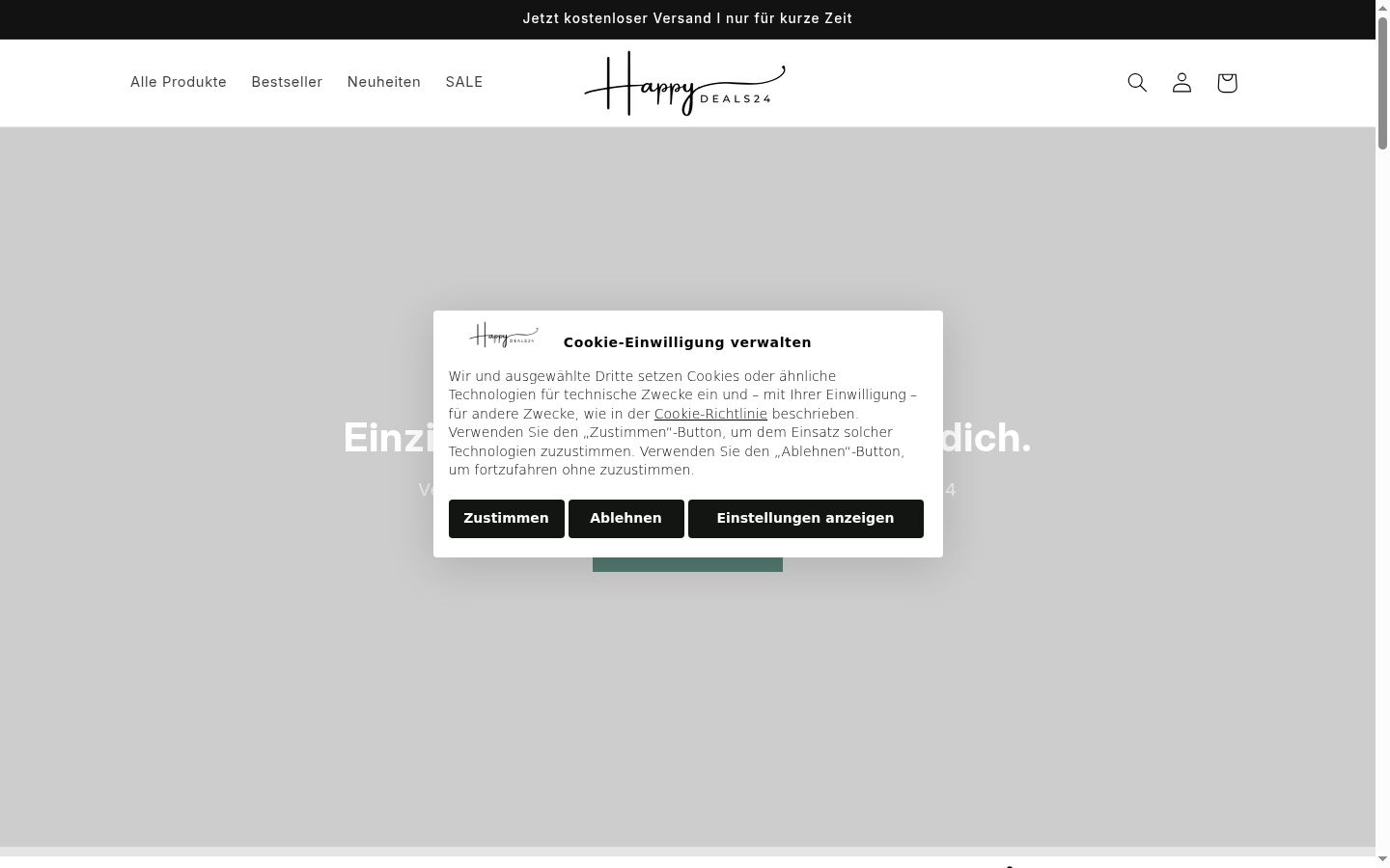 Screenshot of the consent banner shown before any interaction