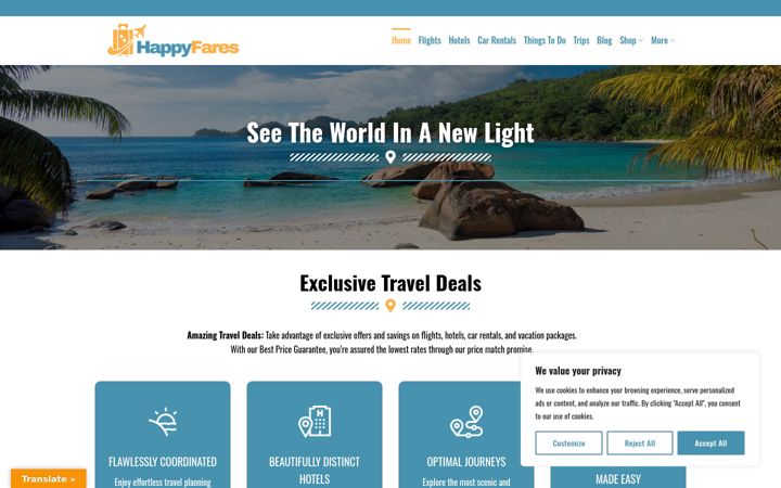 Screenshot of happyfares.com