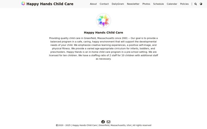 Screenshot of happyhandschildcare.com