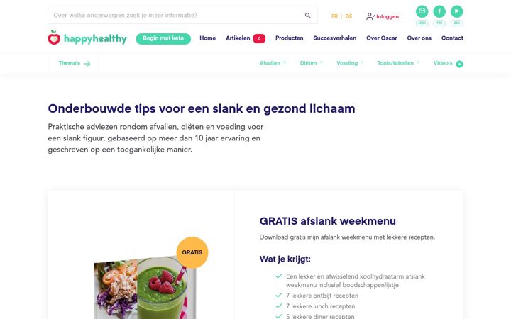 Captură de ecran a happyhealthy.nl