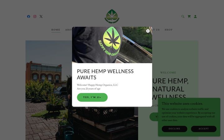 Screenshot van happyhemporganics.com
