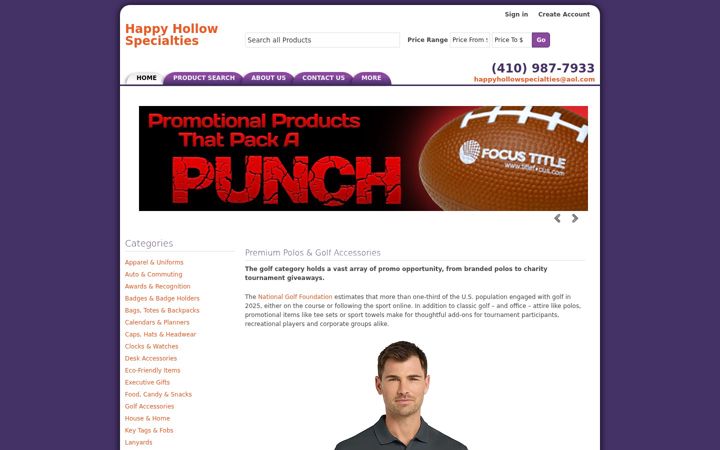 Screenshot of happyhollowspecialties.com