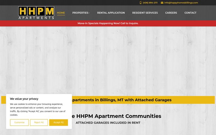 Screenshot of happyhomesapartments.com