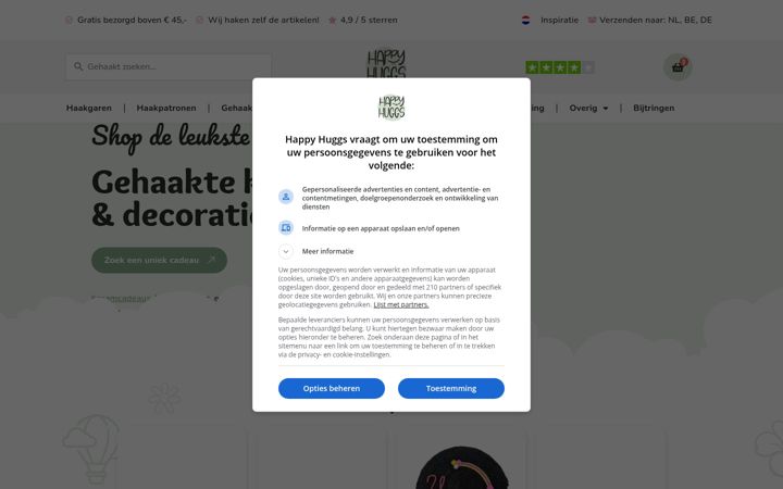 Screenshot of happyhuggs.nl