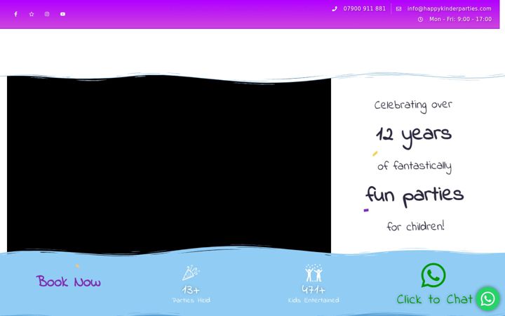 Screenshot of happykinderparties.com