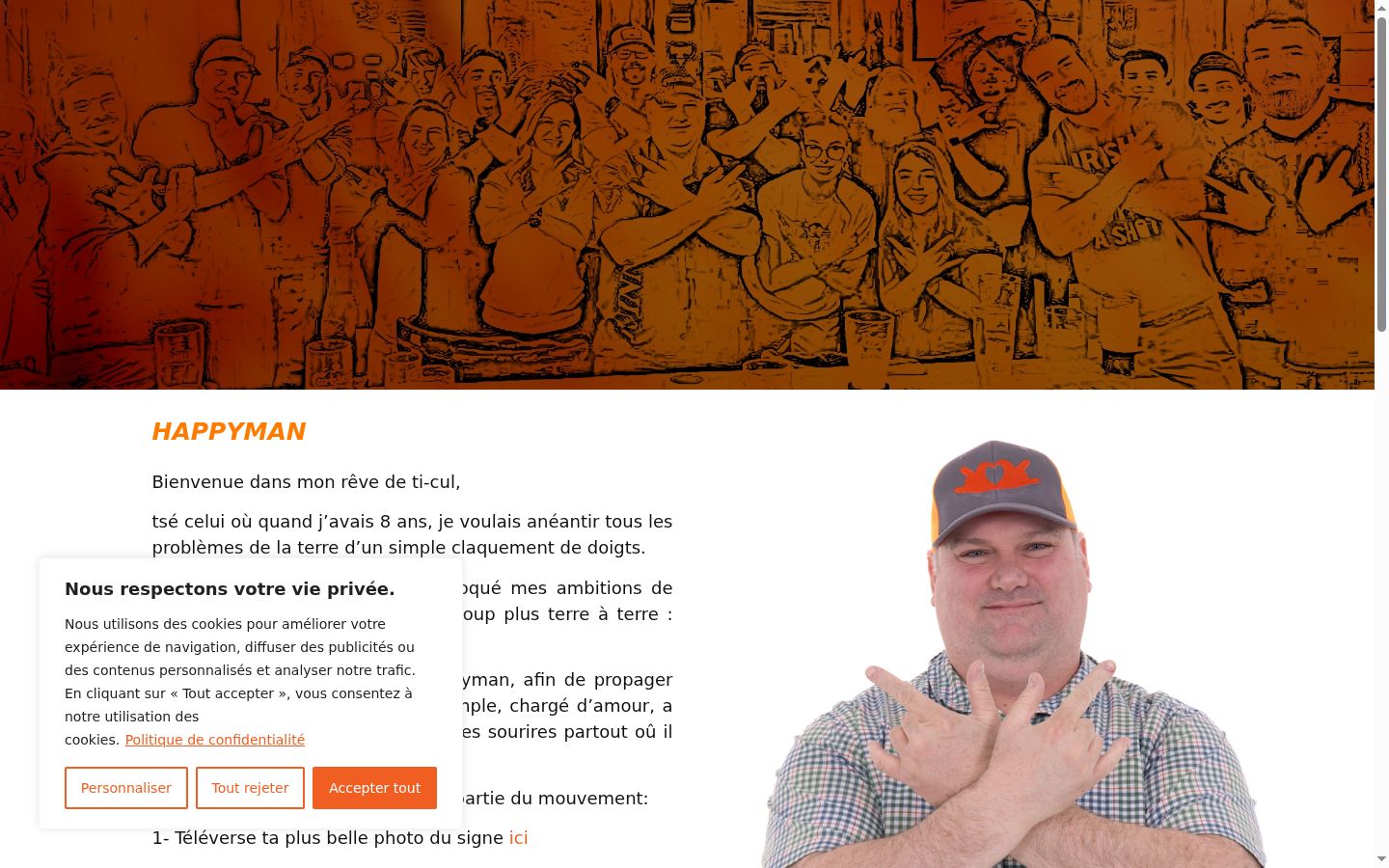 Captura de ecrã do banner de consentimento apresentado antes de qualquer interação