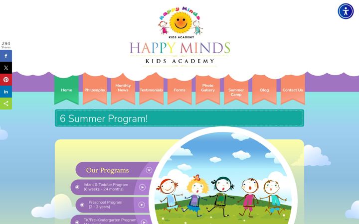 Screenshot of happymindskids.com