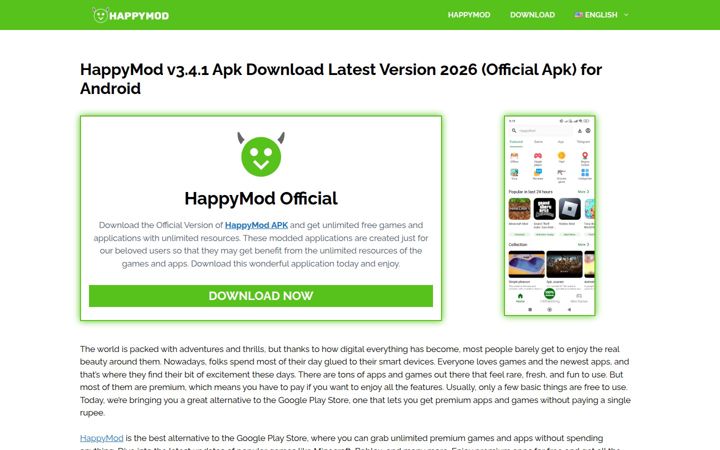 Screenshot του happymodd.org
