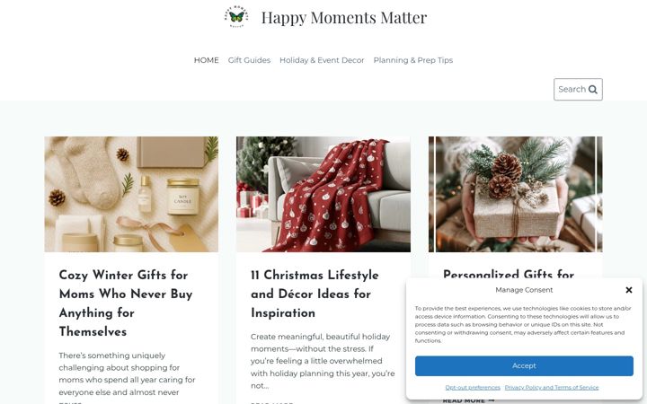 Screenshot of happymomentsmatter.com