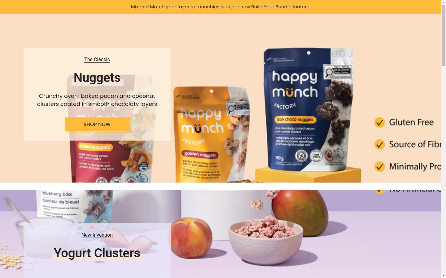 Screenshot of happymunchfactory.ca