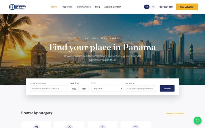 Screenshot of happyownerspanama.com