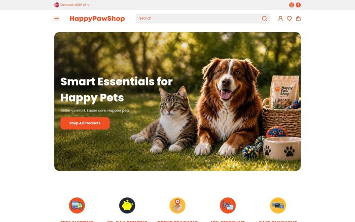 Screenshot of happypawshop.com