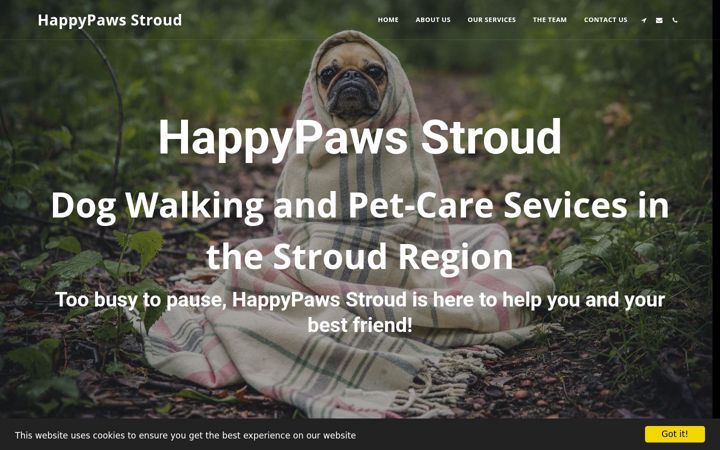 Screenshot of happypawsstroud.co.uk