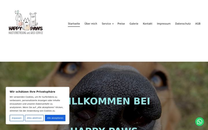 Screenshot of happypawstierbetreuung.info