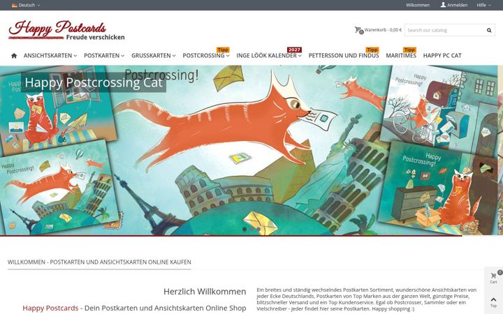 Screenshot of happypostcards.de