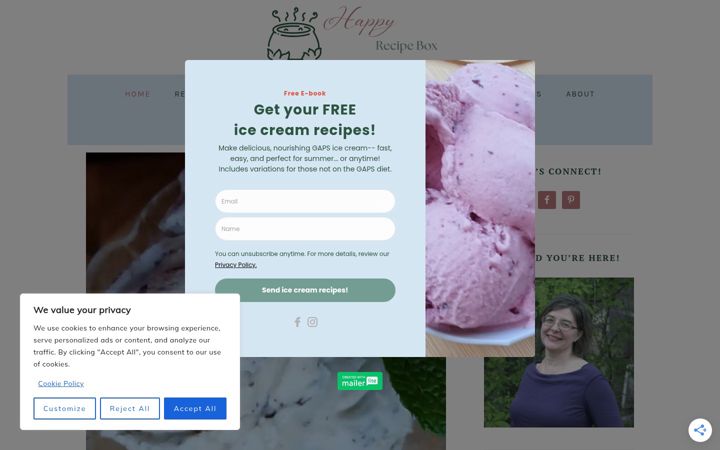Screenshot of happyrecipebox.com