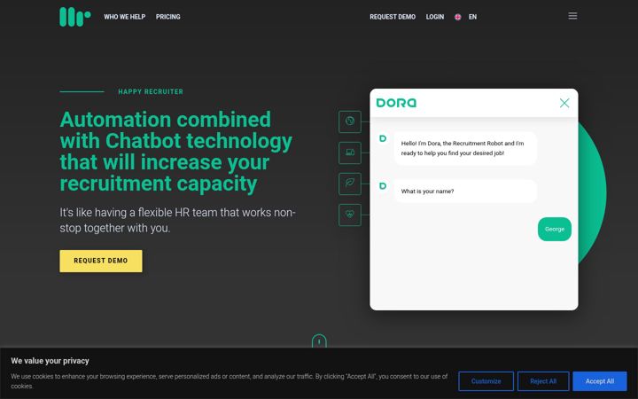 Screenshot of happyrecruiter.com
