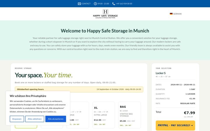 Posnetek zaslona happysafestorage.de