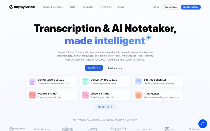 Екранна снимка на happyscribe.com