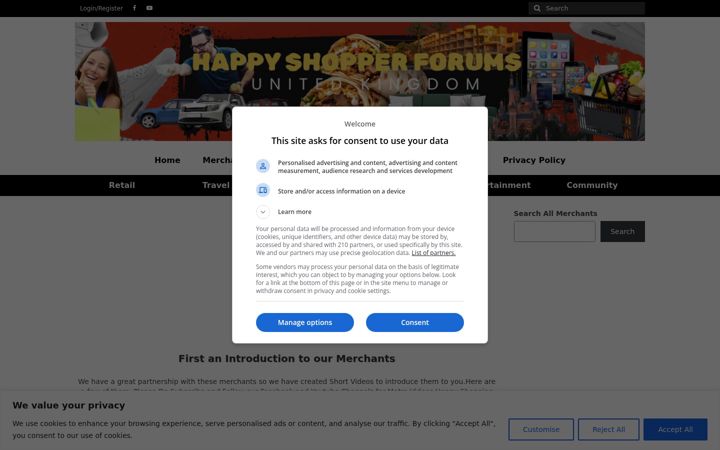 Screenshot of happyshopperforums.co.uk