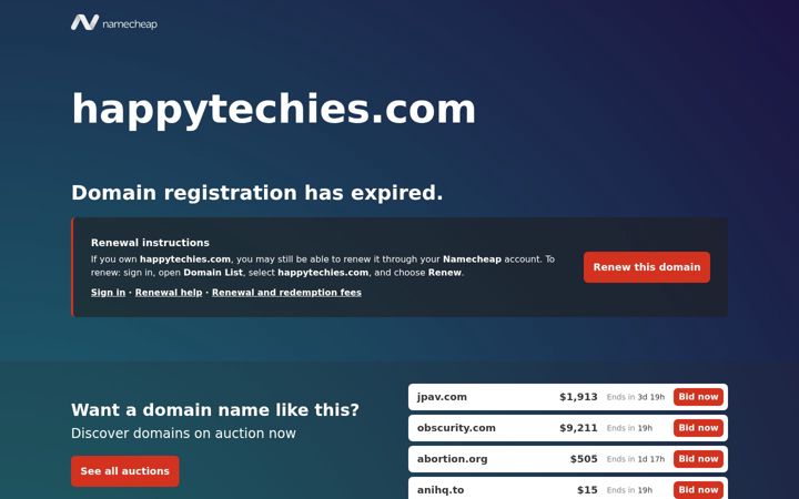 Skjermbilde av happytechies.com