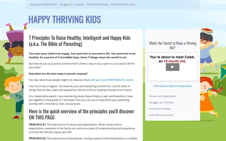Ekrano kopija happythrivingkids.com