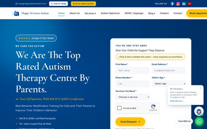 Screenshot of happytolearnautism.com