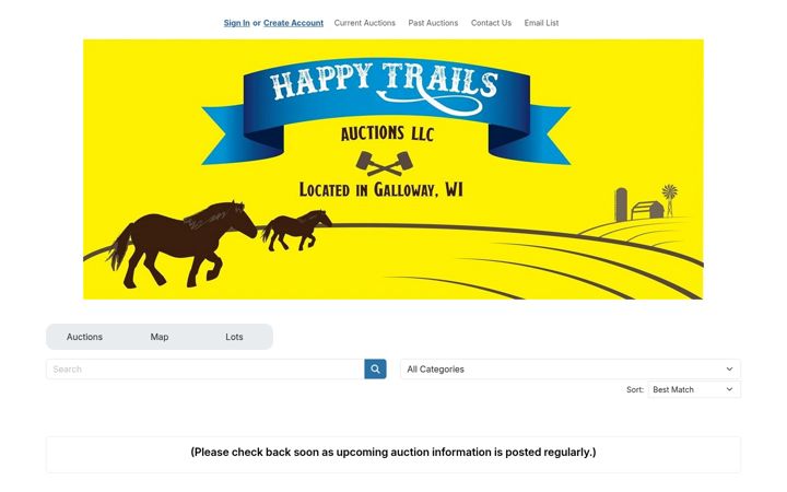 Screenshot of happytrailsauctions.com