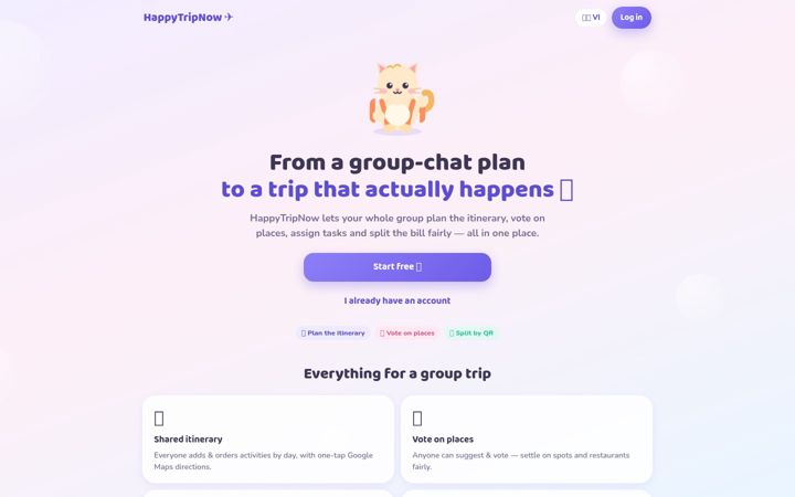 Screenshot of happytripnow.com
