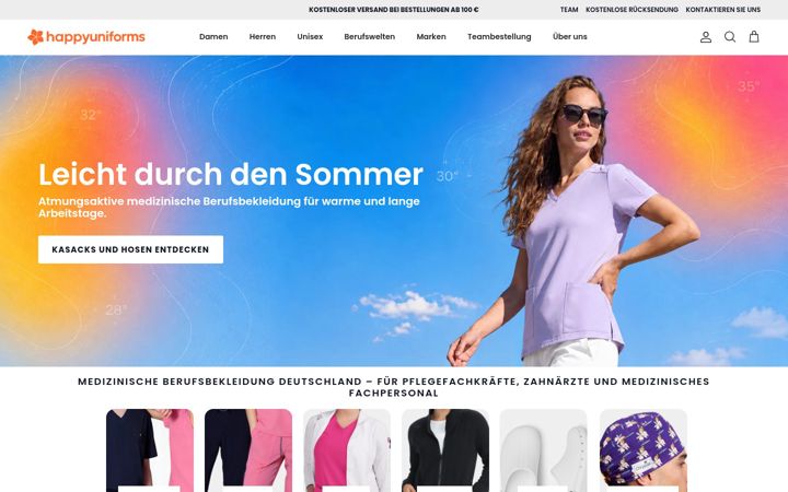 Screenshot of happyuniforms.de