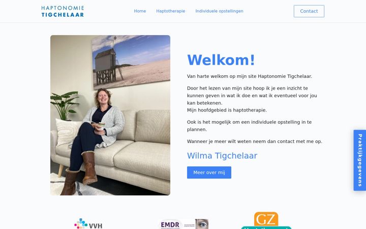 Screenshot of haptonomietigchelaar.nl
