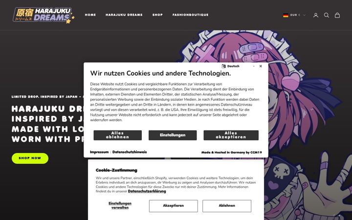 Screenshot of harajukudreams.de