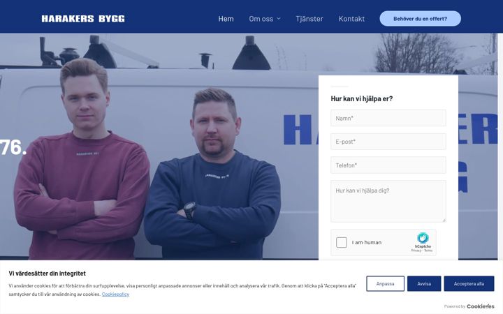 Screenshot of harakersbygg.se
