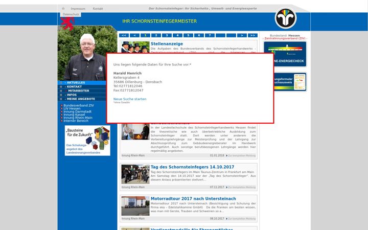 Screenshot of harald-henrich-schornsteinfeger.de