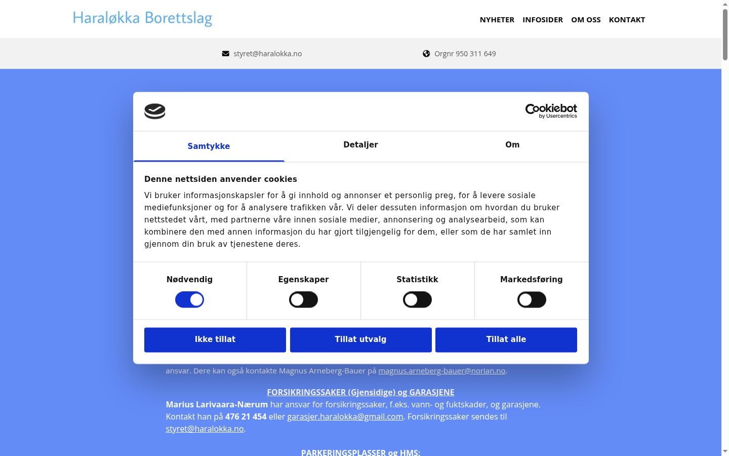 Screenshot del banner di consenso mostrato prima di qualsiasi interazione