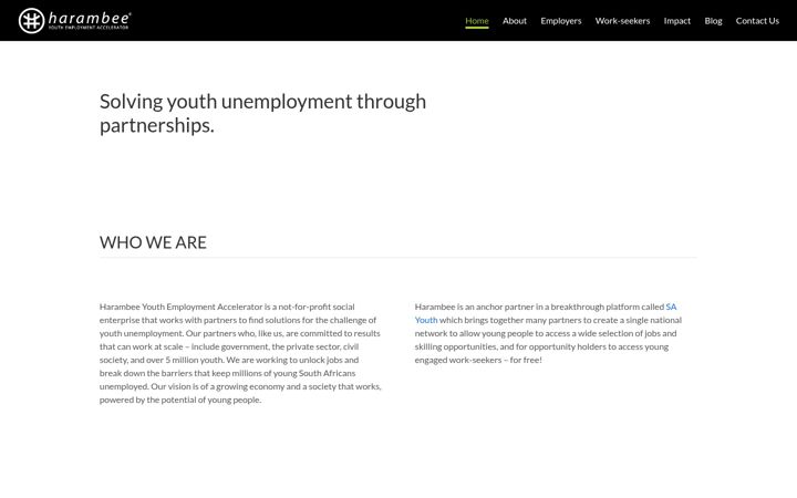 Screenshot of harambee.co.za