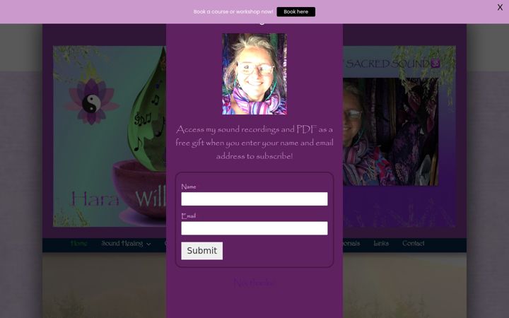 Screenshot of harawillowhealing.co.uk